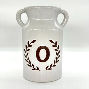 Ashland Laurel English Garden Monogram Letter O Jar Milk Jug Vase Ceramic NEW